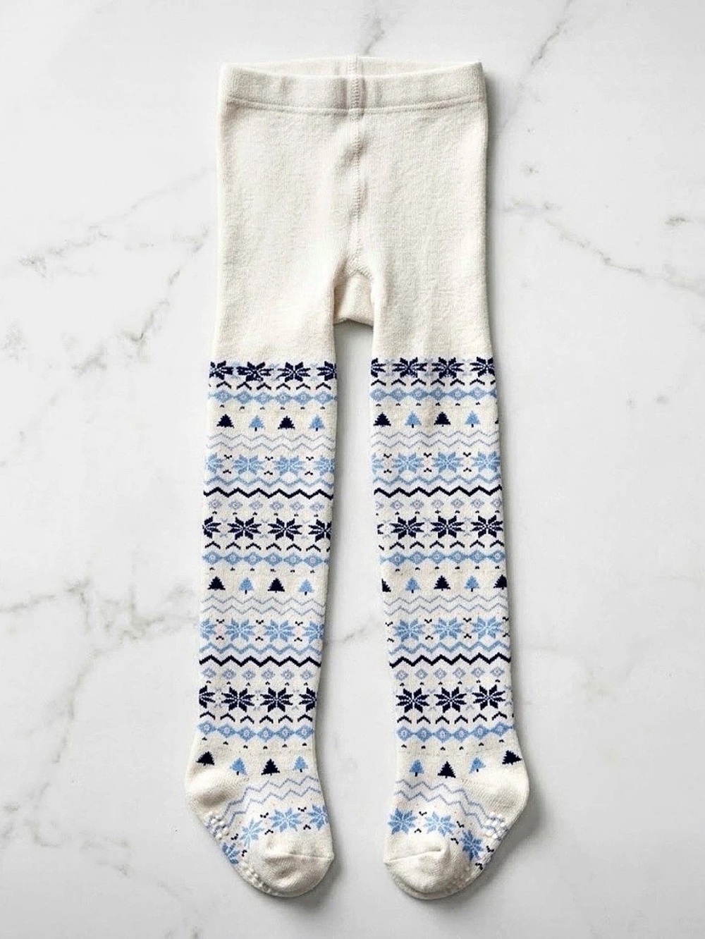 Gymboree Girls Fair Isle Knit Tights Blue White Size 2T-3T